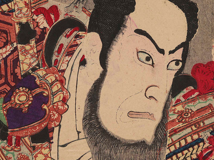 Kozosu Ichikawasumizo Katokiyomasa Ichikawadanjuro from the series Kabukiza shinkyogen zoho momoyama monogatari by Toyohara Kunichika / BJ271-264